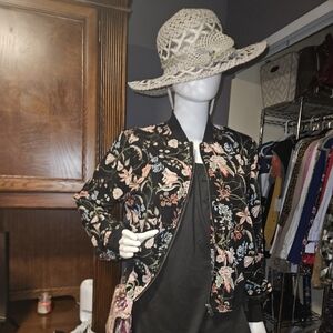 Iz Byer Black Floral Lightweight Jacket